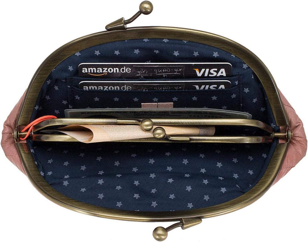 Becksöndergaard Granny Geldbörse Damen mittelgross - Retro Geldbeutel aus Aal-Leder 18x13 cm - Münzf