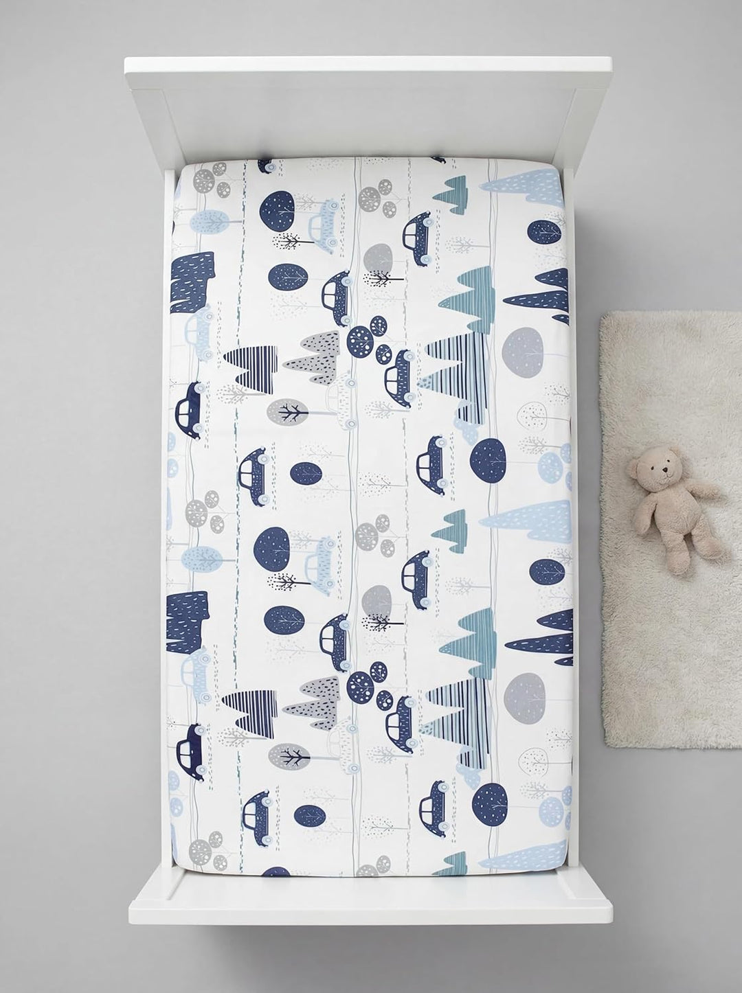 TupTam Baby Spannbettlaken Kinder Spannbetttuch für Babybett Kinderbett 2er Pack, Farbe: Autos Blau,