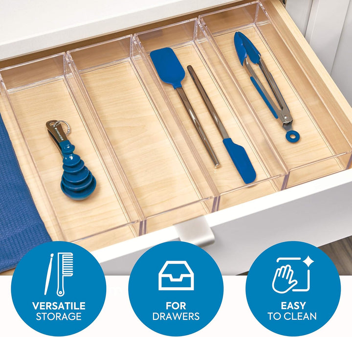 iDesign Schubladenorganizer, mittelgrosser Schubladeneinsatz aus Kunststoff für Besteck und andere U