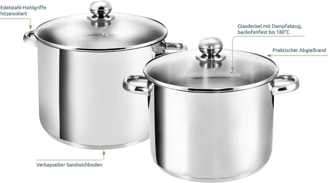 Kopf XXL Induktion Kochtopf Grandis, Ø 24 cm, Höhe 20 cm, 9 Liter, Edelstahl, 9 Liter