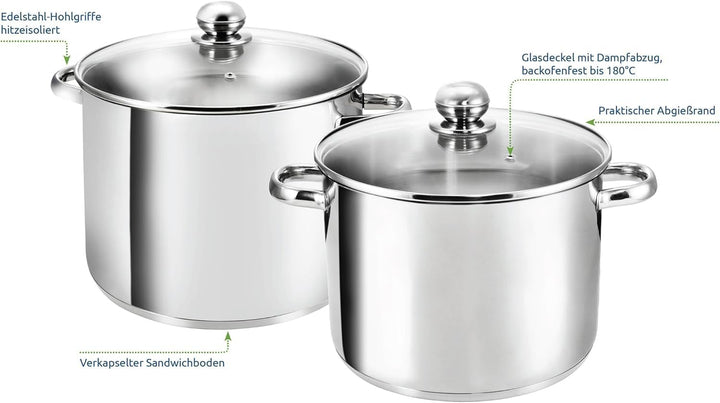 Kopf XXL Induktion Kochtopf Grandis, Ø 24 cm, Höhe 20 cm, 9 Liter, Edelstahl, 9 Liter