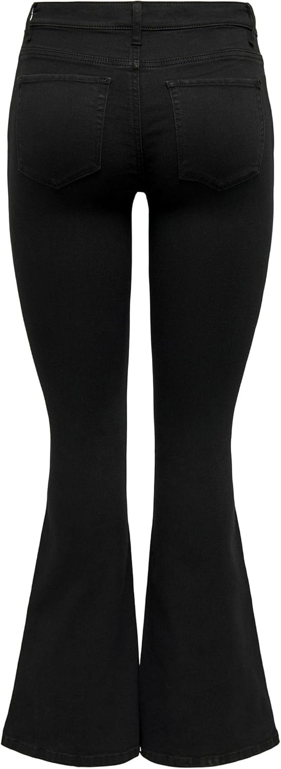 ONLY Female Schlaghosen-Jeans ONLREESE Mittlere Taille Flared Jeans 26W / 32L Schwarz, 26W / 32L Sch