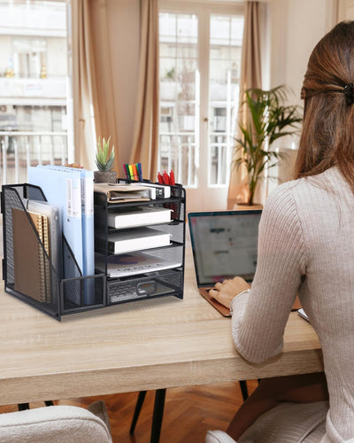 5-stöckiger Mesh-Schreibtisch-Organizer mit Schublade,multifunktionaler Schreibtisch-Organizer und Z