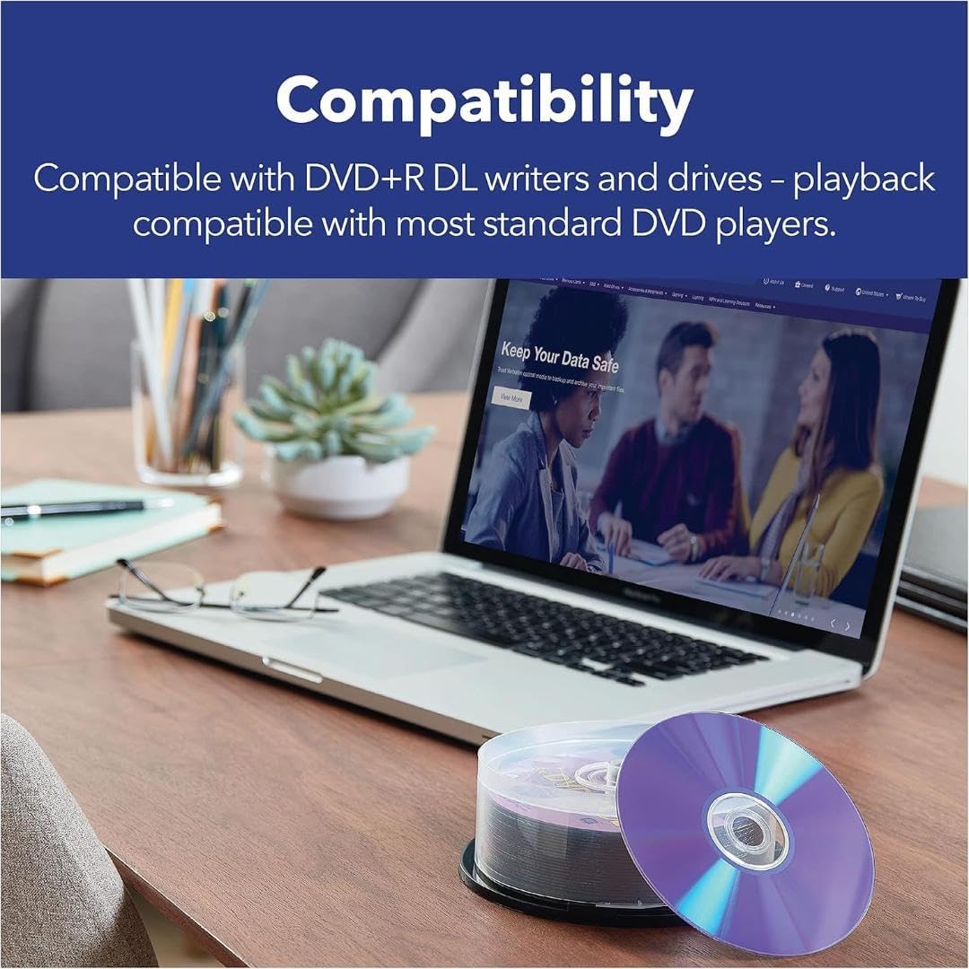 Verbatim DVD Double Layer DVD+R DL 8.5 GB / 240 min 8x, Full printable White No ID, 50 Stück in Cake