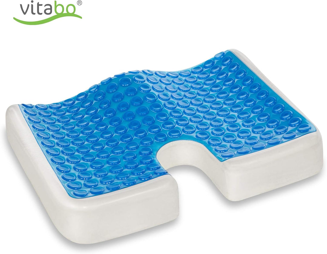 Vitabo ergonomisch geformtes Sitzkissen, Steissbein-Kissen mit extra Dicker Gel-Schicht (Schwarz), S