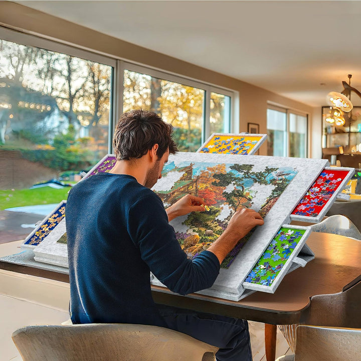 Lavievert 1500 Teile geneigtes Puzzlebrett mit 2-in-1 Design Ständer und Abdeckung und 6 Schubladen