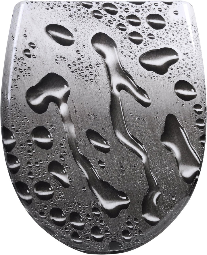 WOLTU Toilettendeckel mit Absenkautomatik Motiv, WC Sitz mit Schnellverschluss, Toilettensitz O Form