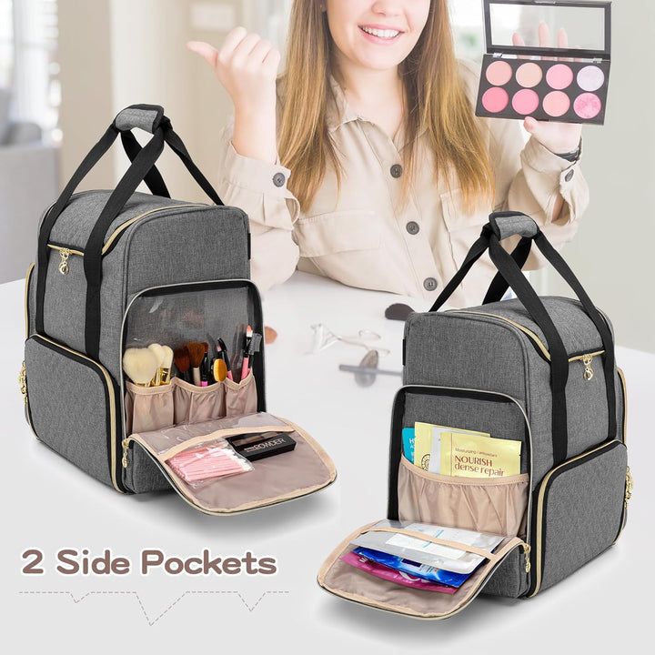 Luxja Make Up Rucksack für Kosmetika Grau, Grau