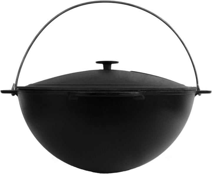 4BIG.fun Gusseisen Kazan 10 L Schwenktopf Kasan mit Deckel aus Gusseisen Wokpfanne Grill Cast Iron C