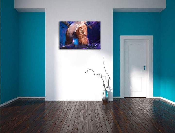 Pixxprint Sexy Frau am Plattenpult Pinsel Effekt, Format: 100x70 auf Leinwand, riesige Bilder fertig