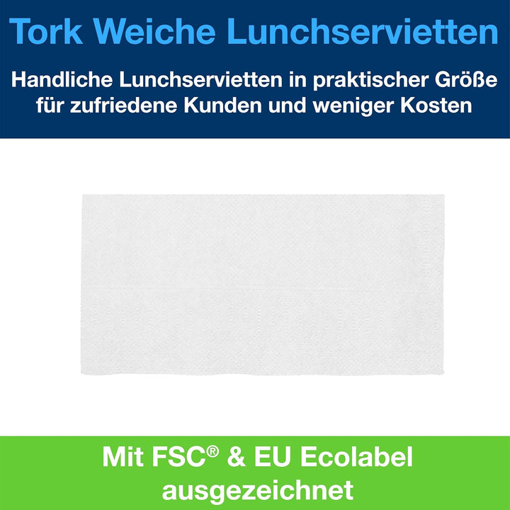 Tork 477844 Lunchservietten Hellblau / 2-lagige Servietten für kleine Gerichte oder Snacks / Advance