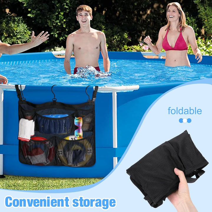 Pool Aufbewahrungstasche, Pool Aufbewahrungskorb, Pool Aufbewahrungsbox, Schwarz Schwimmbad Netztasc