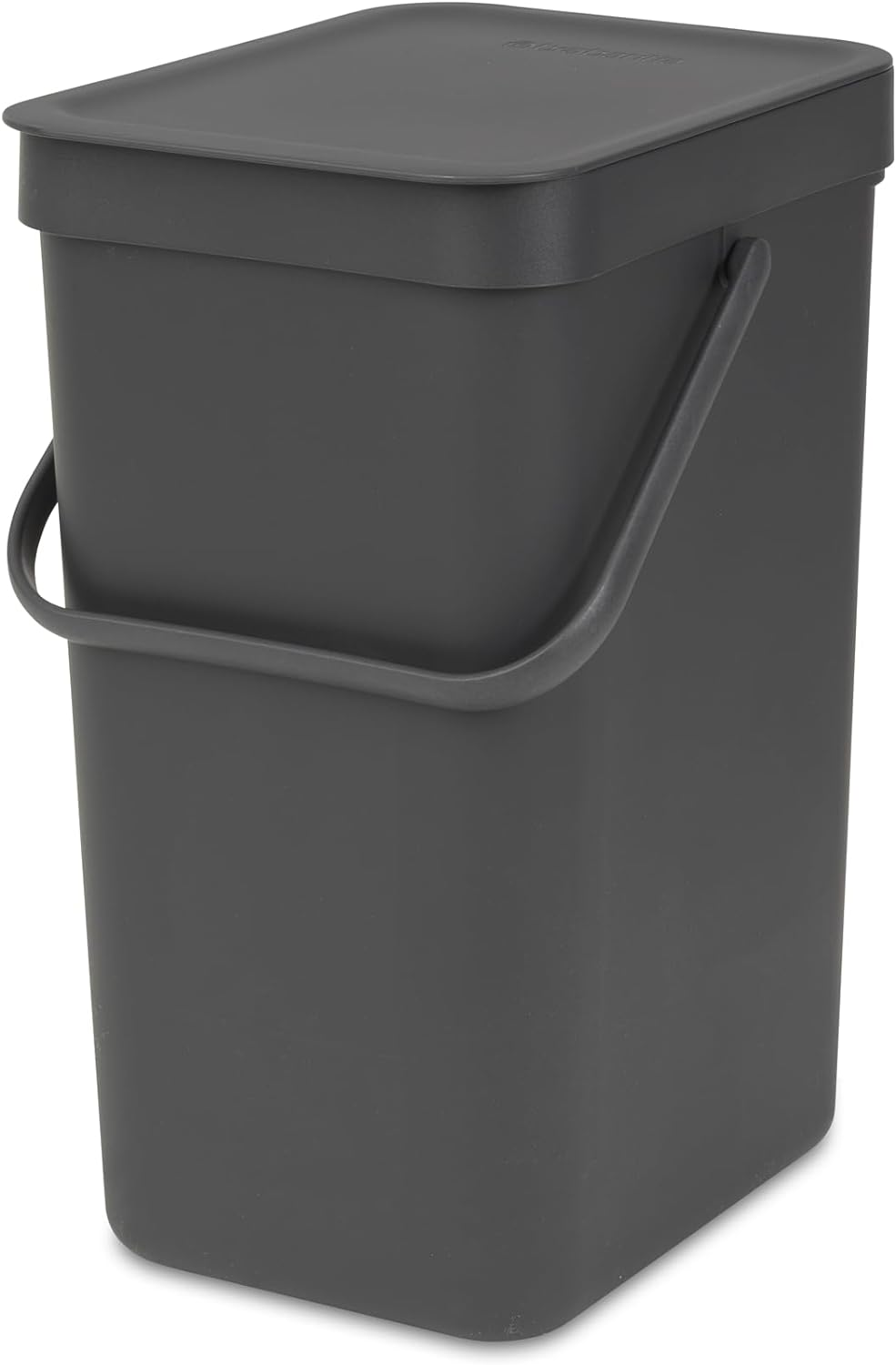 Brabantia Sort & Go Küchen-Recyclingbehälter (12 l/grau), stapelbarer Abfallbehälter mit Griff und a