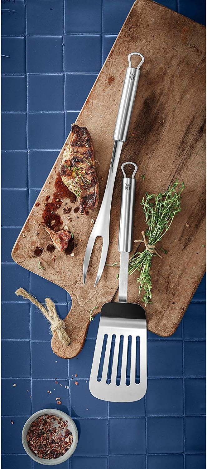 WMF BBQ Grillzange lang 44 cm, Cromargan Edelstahl, Feststellmechanismus, platzsparend & Profi Plus