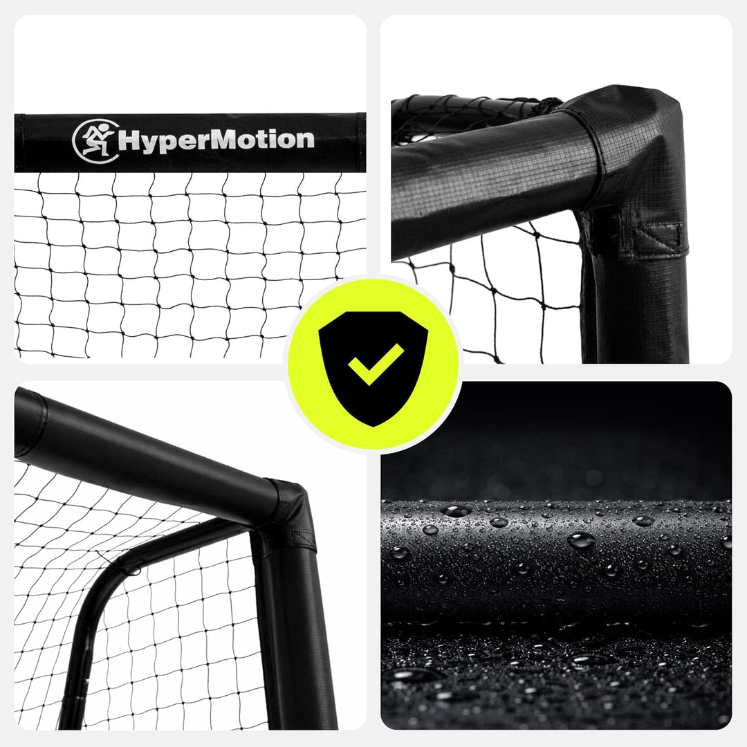 HyperMotion Fussballtor für Garten und Freizeit, Rahmen aus Legiertem Stahl mit Netz, Schwarz, 240 ×
