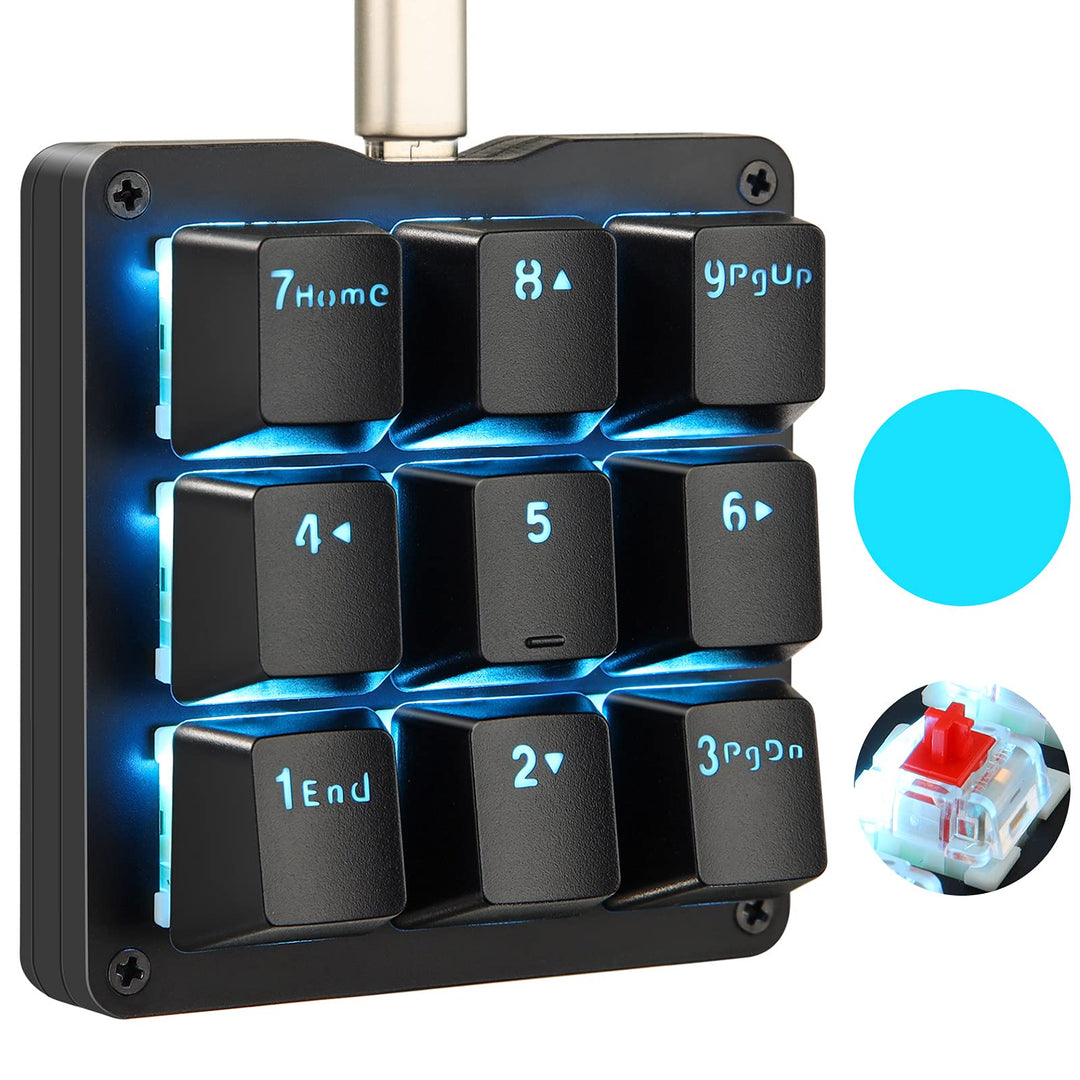 Koolertron Einhändige mechanische Makro-Tastatur,LED-Hintergrundbeleuchtung tragbare Mini-Einhand-me
