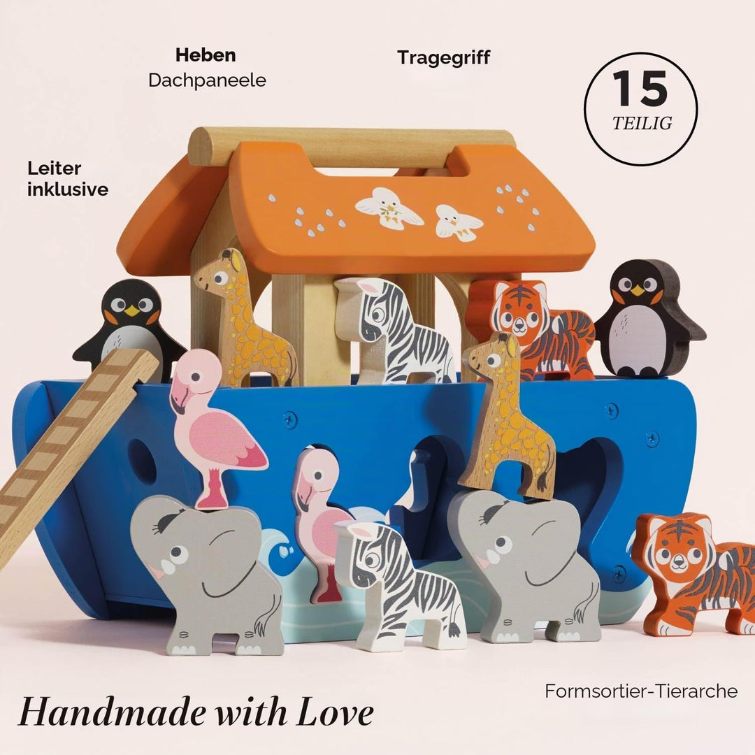 Le Toy Van – Steckspiel „Arche Noah“ | Pädagogisches Sensorikspiel für Babys mit Arche und bunten Ba