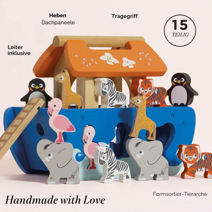 Le Toy Van – Steckspiel „Arche Noah“ | Pädagogisches Sensorikspiel für Babys mit Arche und bunten Ba