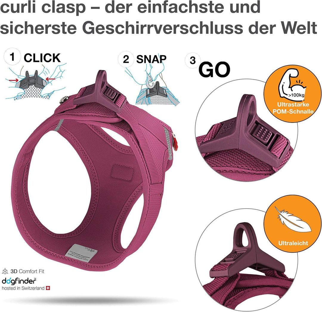 Vest Harness curli Clasp Air-Mesh Ruby L Ruby L Einfarbig, Ruby L Einfarbig