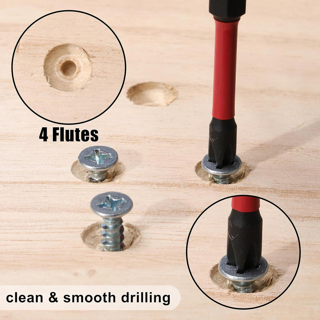 Mayouko 15 PCS Tapered Drill Bits Counter Sink Drill Bit Set, with Wood Plug Cutters and Depth Stop