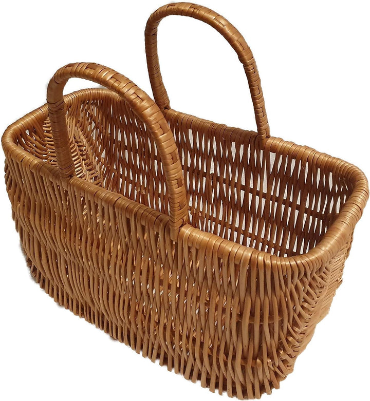 Einkaustasche aus Weide Braun 40x20x37 cm Picknikkorb Weidenkorb Autokorb Geflochten
