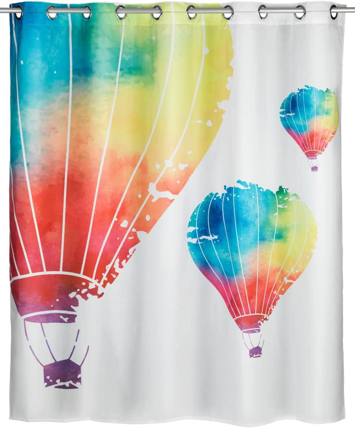 WENKO Anti-Schimmel Duschvorhang In the Air Flex, Textil-Vorhang mit Antischimmel Effekt, grosse int