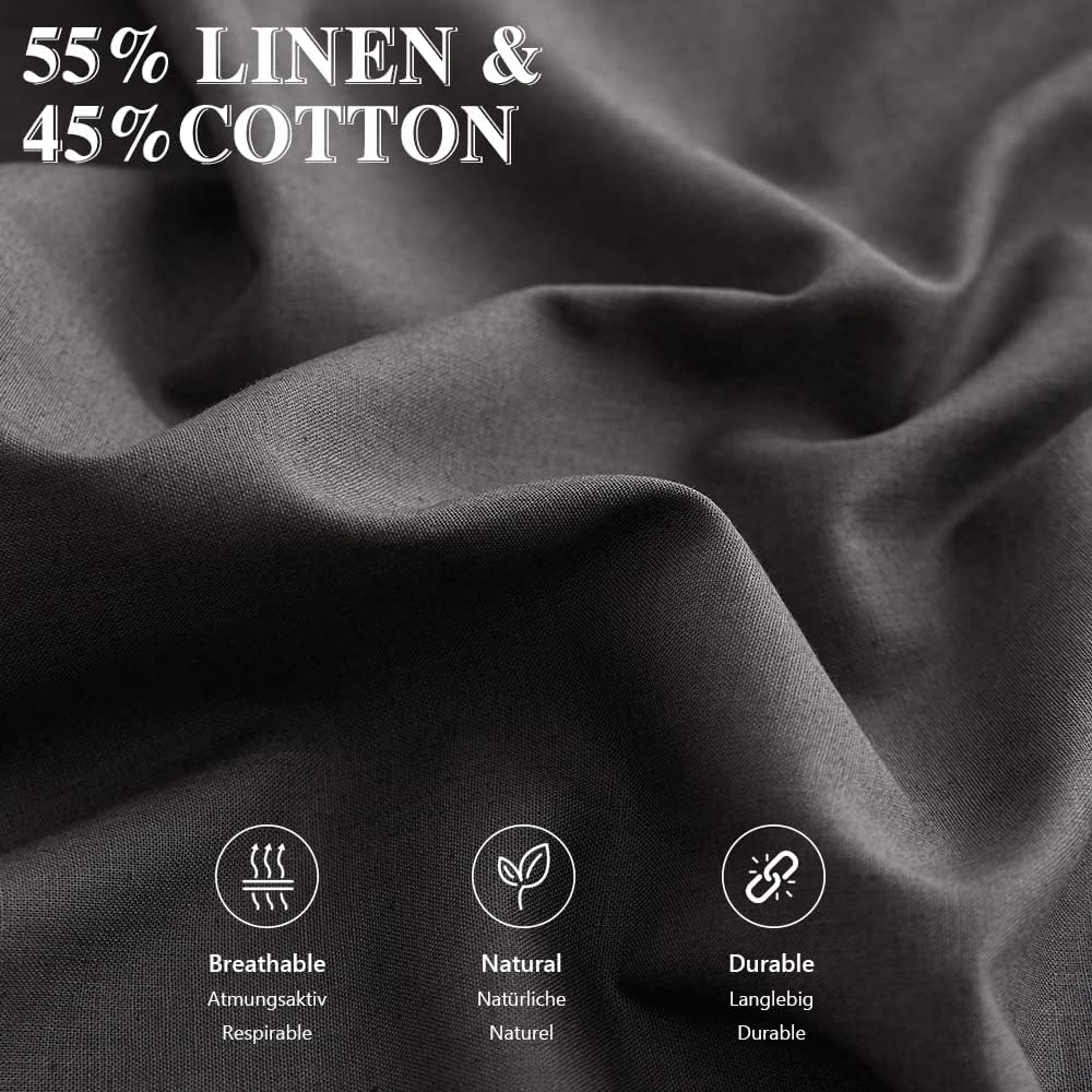 Simple&Opulence Leinen und Baumwollmischung Kissenbezüge Hotel Quality Pack von 2 Atmungsaktiver Kis