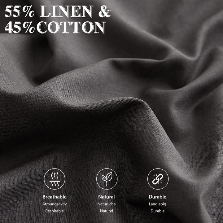 Simple&Opulence Leinen und Baumwollmischung Kissenbezüge Hotel Quality Pack von 2 Atmungsaktiver Kis