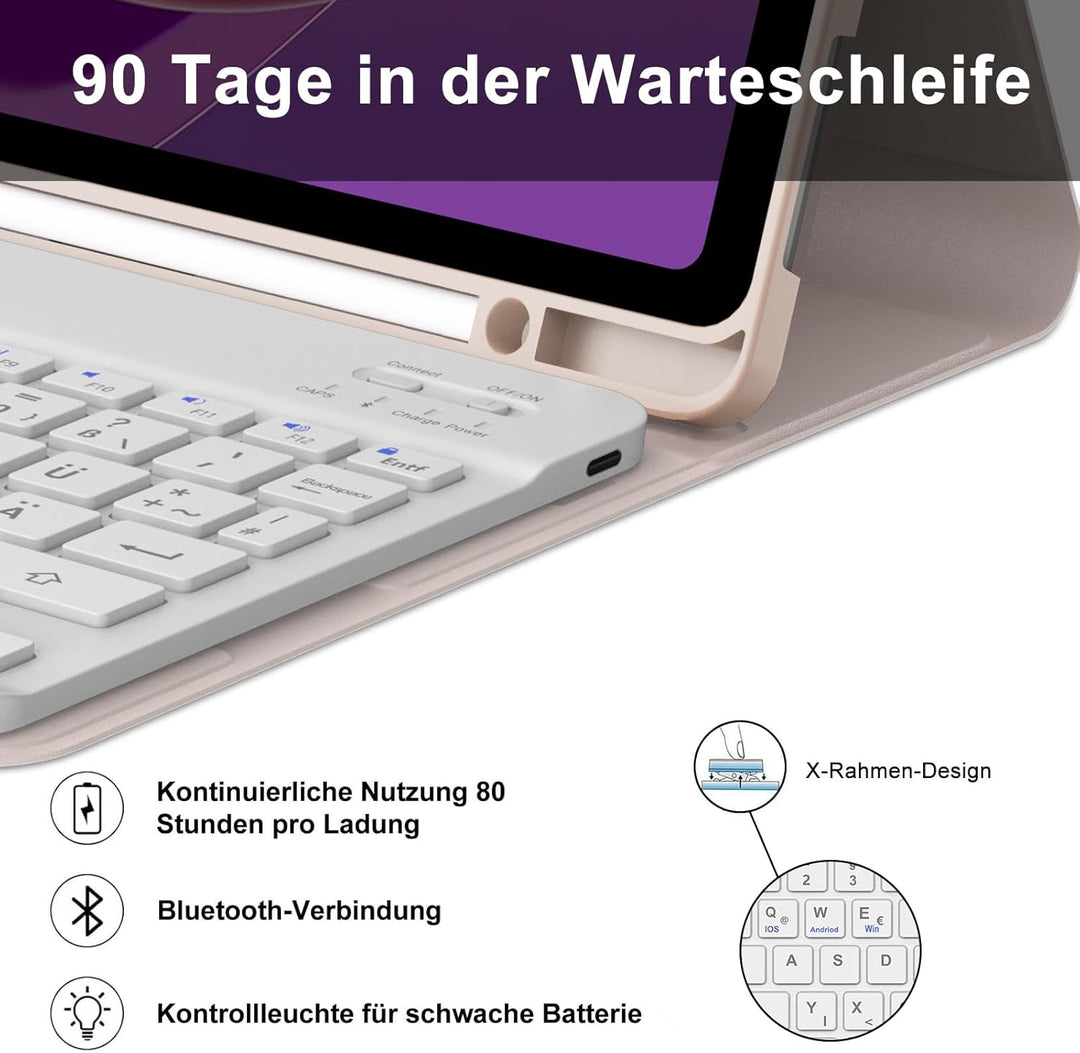 Tastatur Hülle für Lenovo Tab M11 11 Zoll 2024, QWERTZ Deutsches Tastatur mit Magnetisch Abnehmbarer