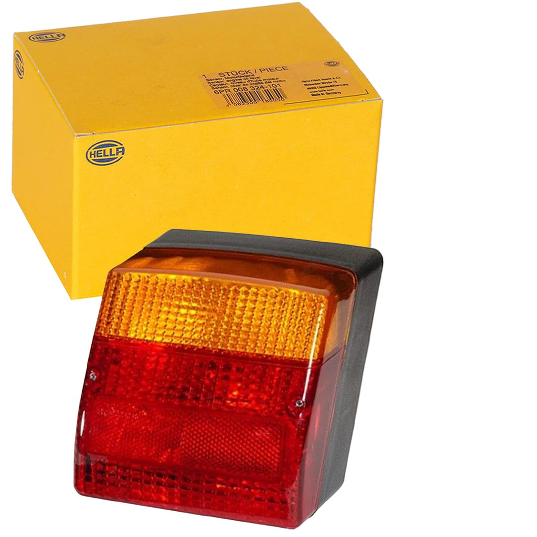 HELLA - Heckleuchte - Glühlampe - 12V - Anbau/geschraubt - Lichtscheibenfarbe: rot/gelb - Stecker: R