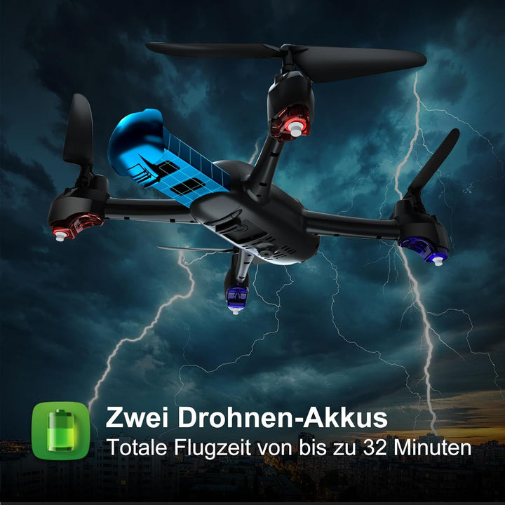 Loolinn | Drohne GPS - Automatisch Rückkehr, Follow Me Funktion, Full HD 1080P Kamera, 32 Min Flugze