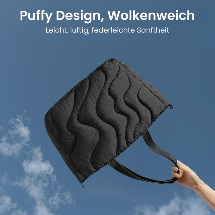 tomtoc Puffer Laptop Tragetasche für Damen, 17,5L Tote Bag für 15,6 16 Zoll Laptop, Leichte Schulter