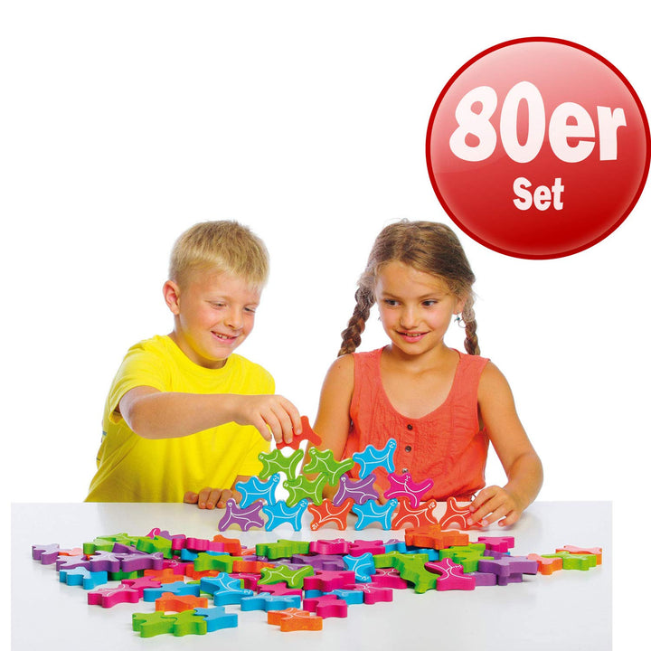 Erzi 42266 Stapelgeister XXL aus Holz, Lernmaterial, Kreativität, Stapelspiel