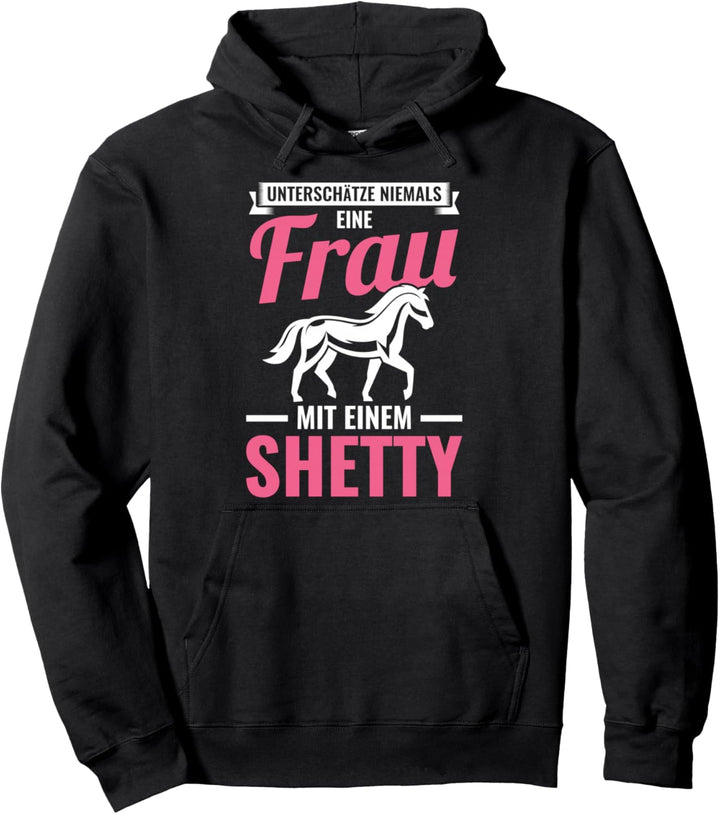 Frau mit einem Shetty Shetland Pony Reiter Pferde Pullover Hoodie