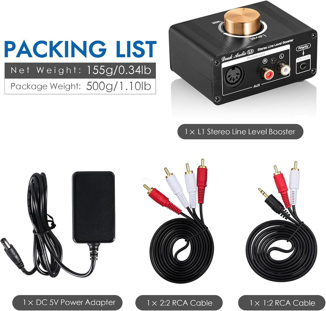 Mini Stereo Line Level Booster Verstärker Audio Preamp für MP3, iPod, iPad, iPhone, 20dB Gain + Laut