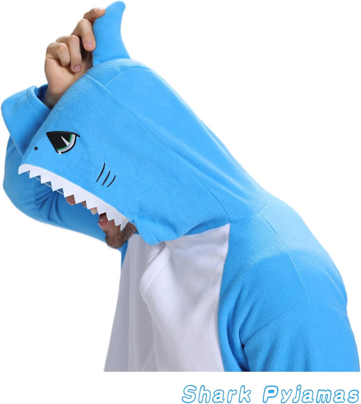 Guturris Unisex Hai Cosplay Onesie Herren Pyjama Tier Cosplay Jumpsuit Pyjama Damen Schlafanzug Loun