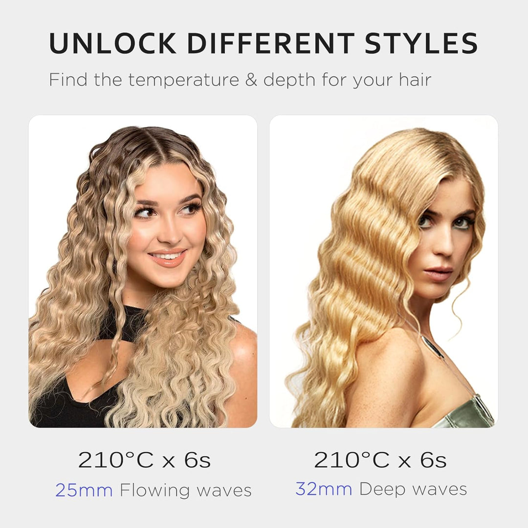 [19/25/28/32mm] Welleneisen für Haare - janelove 4-in-1 Lockenstab für Beach waves/Natürlich Wellen/