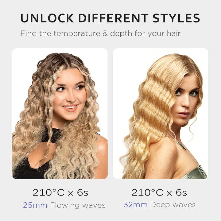 [19/25/28/32mm] Welleneisen für Haare - janelove 4-in-1 Lockenstab für Beach waves/Natürlich Wellen/