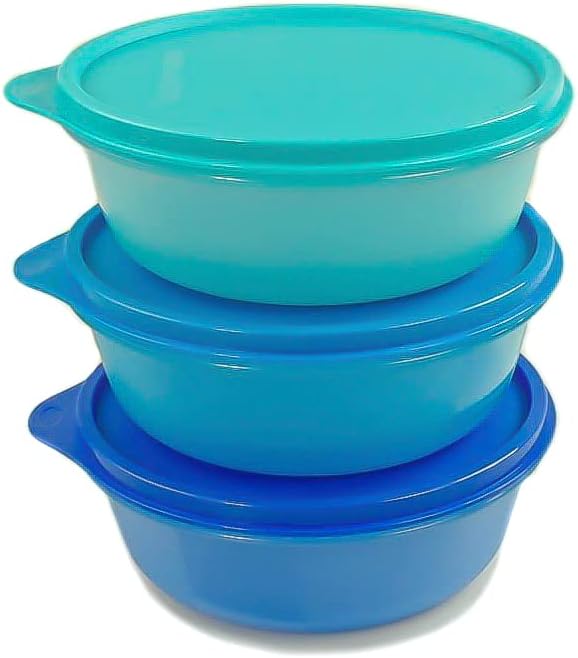 TUPPERWARE Ciotole multiple (3) 600ml blu oscuro + blu + turchese scatola