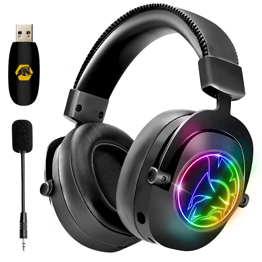 EMPIRE GAMING – WarCry P-W2 Wireless WiFi 2.4GHz Gaming-Headset RGB mit Abnehmbarer Mikrofon -PS5 /