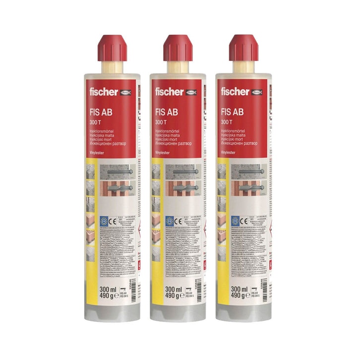 Fischer Injektionsmörtel FIS AB 300 T 3er-Set - Montagemörtel mit ETA-Bewertung & R120, 3x 300ml ink