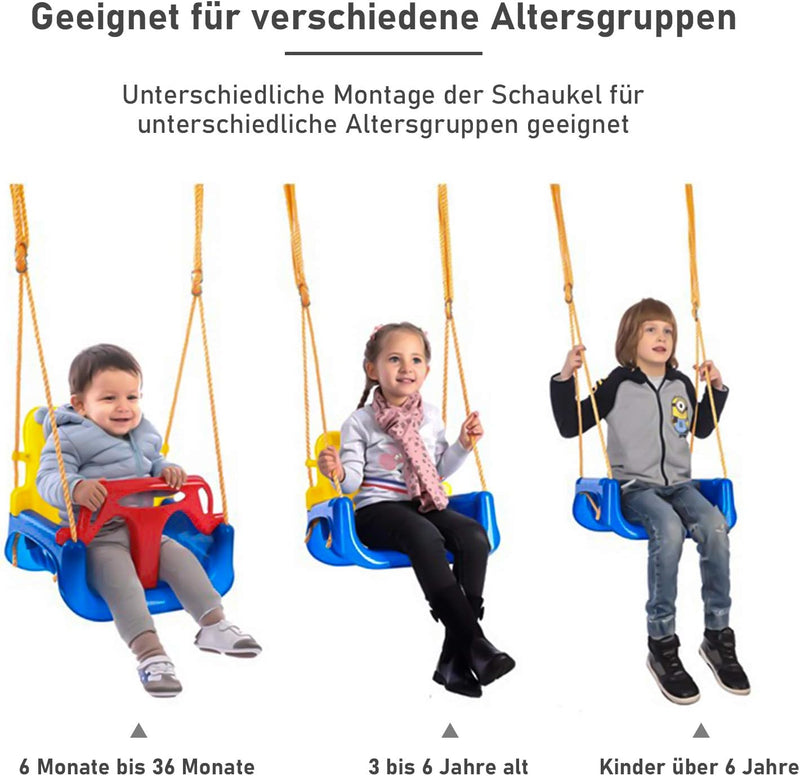 Lospitch Babyschaukel Kinderschaukel 3 in 1, Garten Spielzeug Schaukel für Baby Kinder, belastbar bi