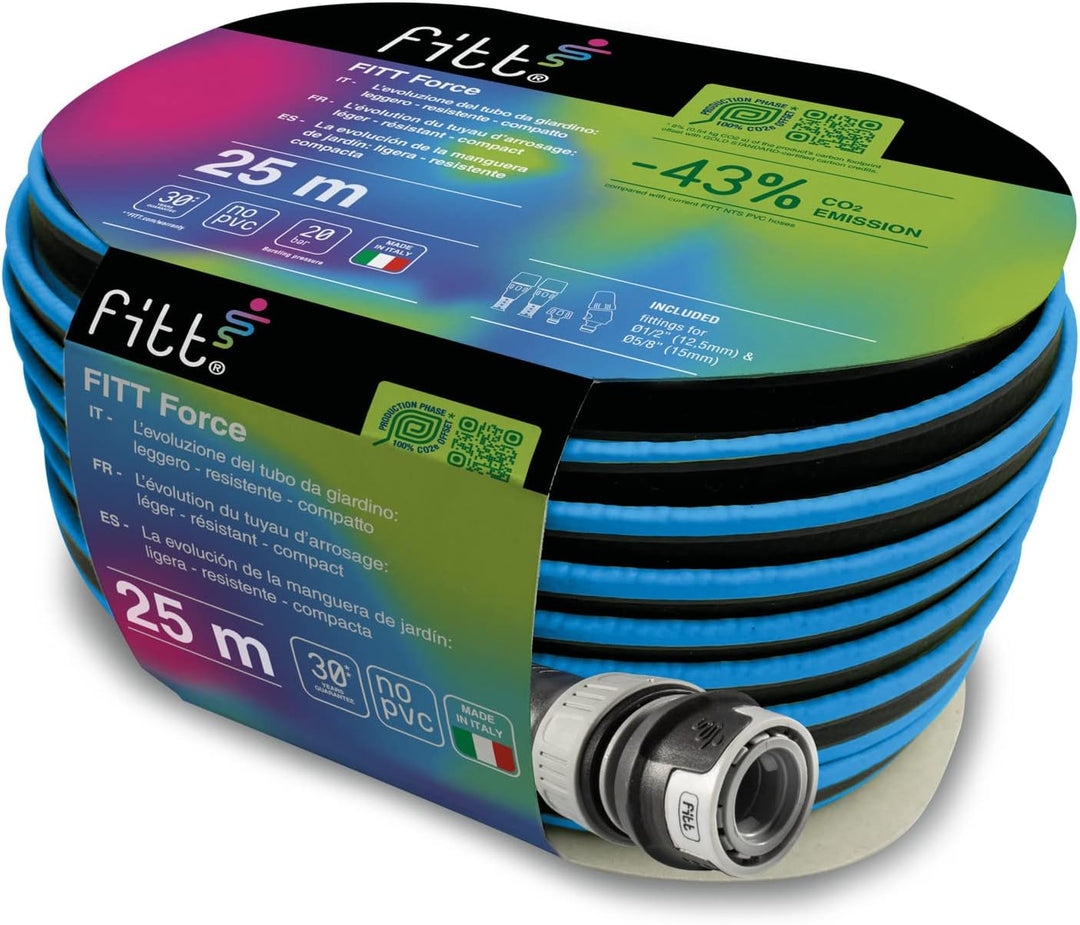 FITT Force 25 m, Wasserschlauch für den Garten zur Bewässerung, leicht, robust und kompakt, für Inte