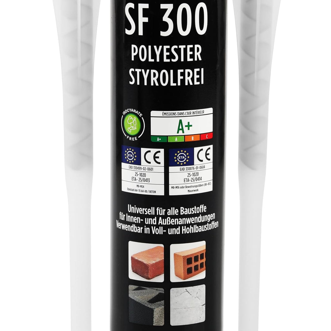 TECPO 4x Injektionsmörtel SF 300 ml inkl. Statikmischer Vebundsmörtel Ankerkleber Innen & Aussen Mör