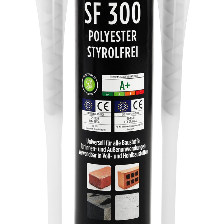 TECPO 4x Injektionsmörtel SF 300 ml inkl. Statikmischer Vebundsmörtel Ankerkleber Innen & Aussen Mör