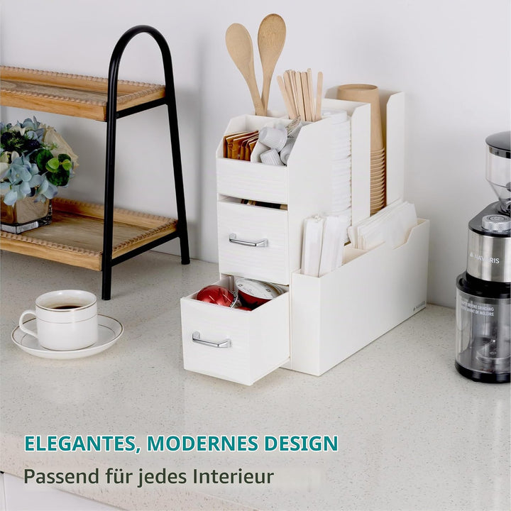 Navaris Kaffee und Tee Organizer Set - Aufbewahrungsbox Kaffeezubehör Zuckersticks Kaffeesahne - Tee