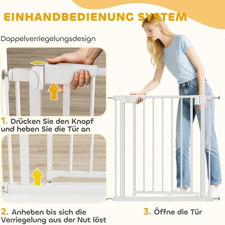 PawHut Treppenschutzgitter Absperrgitter Hund Schutzgitter ohne Bohren 76-82 x 76 cm Türschutzgitter