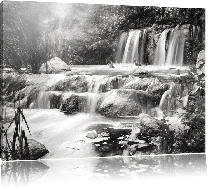 Pixxprint Wasserfall als Leinwandbild/Grösse: 100x70 / Wandbild/Kunstdruck/fertig bespannt, 100x70