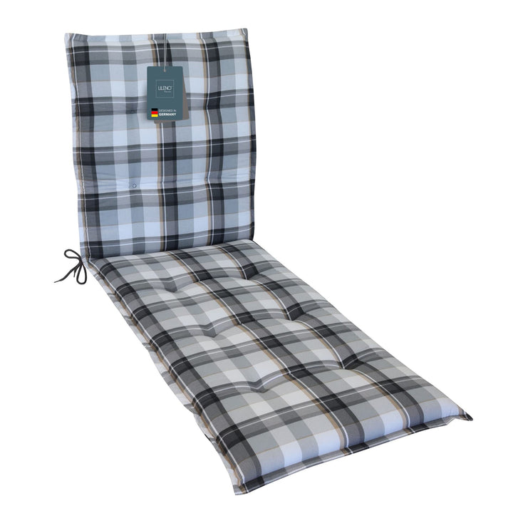 LILENO HOME Sonnenliege Auflage als [1er Set - Rollliege] in Karo Grau - Gartenliegen Auflage perfek