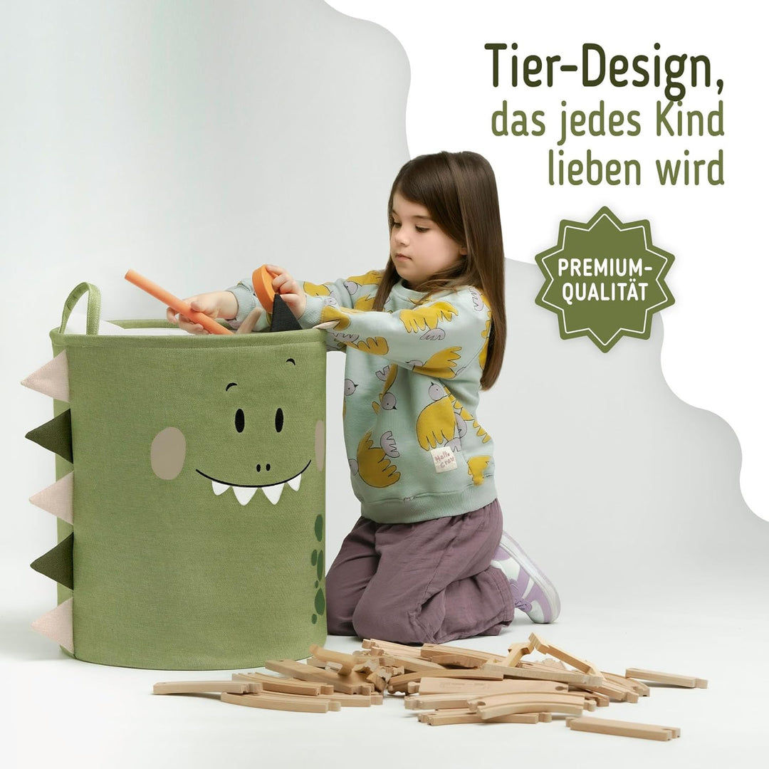 SIPO Spielzeugkorb Premium XXL 63L Dino, Faltbarer Spielzeug-Organizer mit Kordelzug, wasserdicht, T
